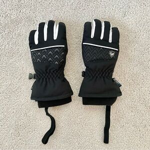 Rossignol girls Black waterproof Ski Gloves with White Details size xxs